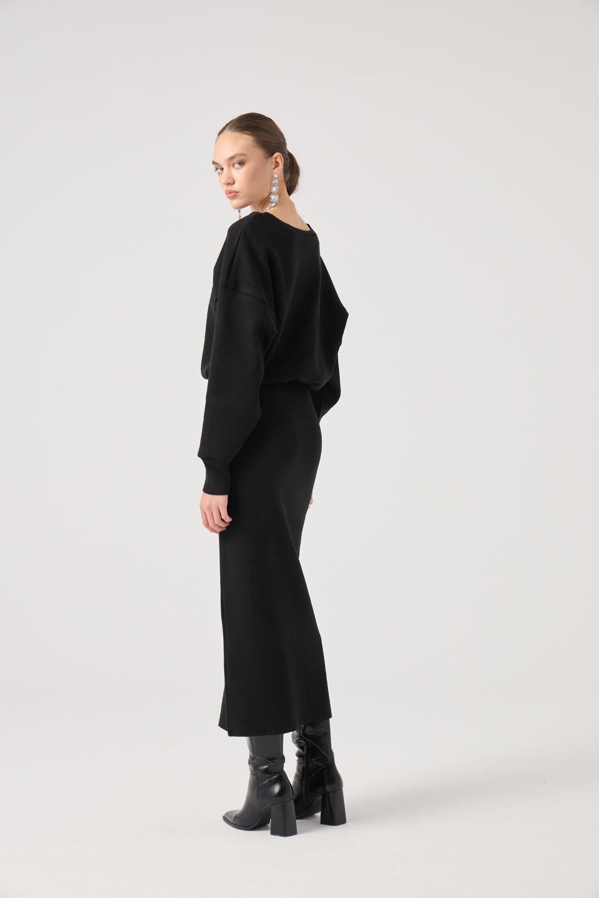 Weiches Jacey Strickkleid Lang