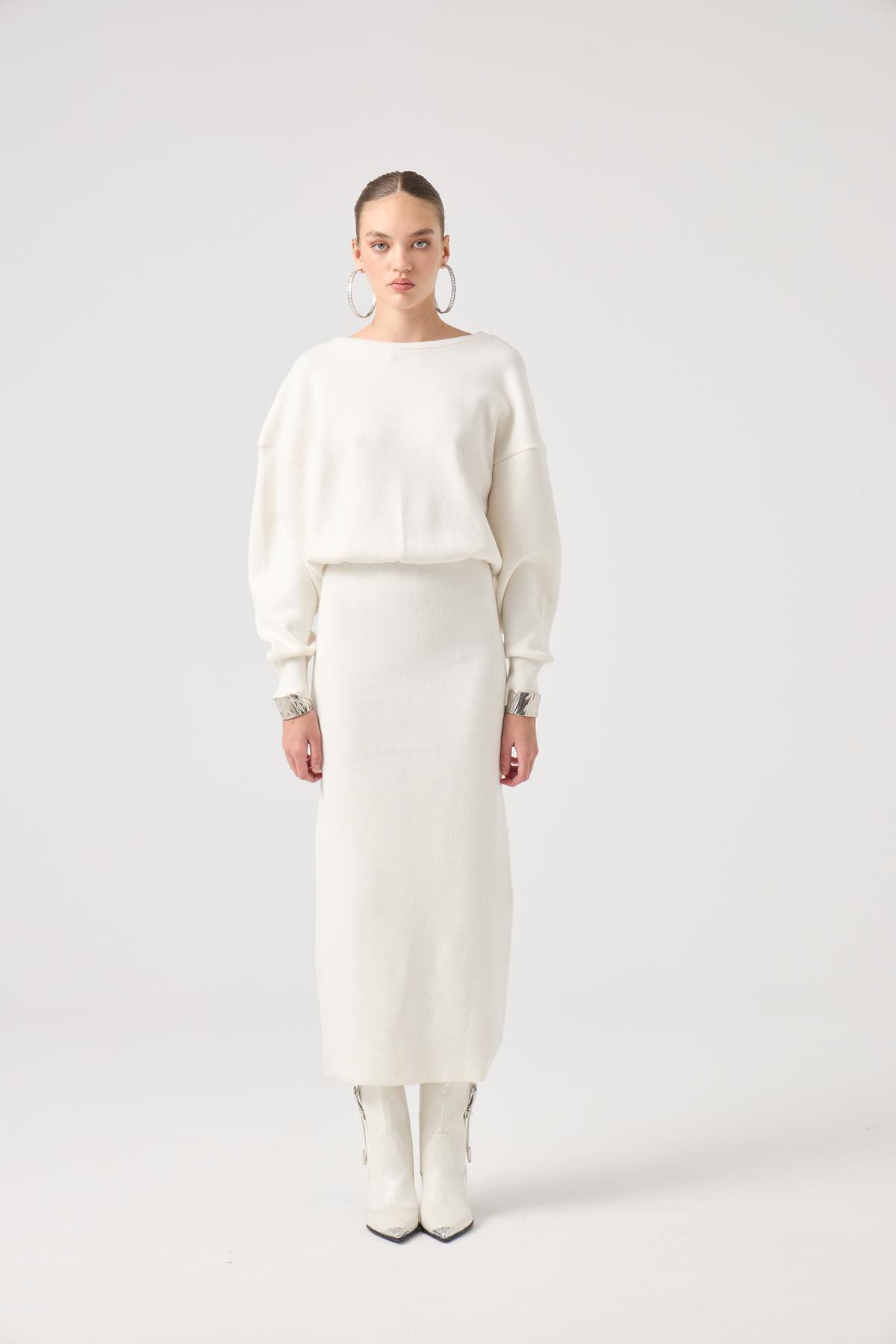 Weiches Jacey Strickkleid Lang
