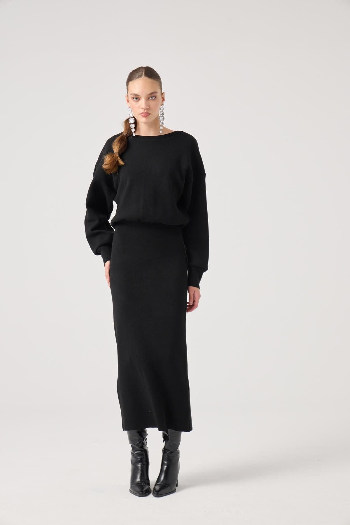 Weiches Jacey Strickkleid Lang