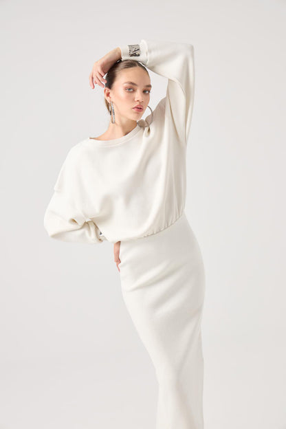 Weiches Jacey Strickkleid Lang