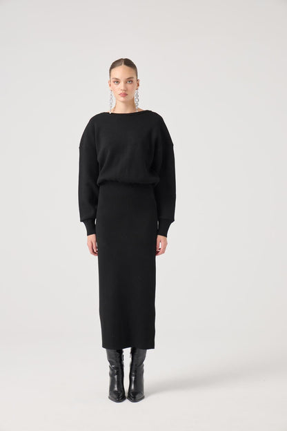 Weiches Jacey Strickkleid Lang