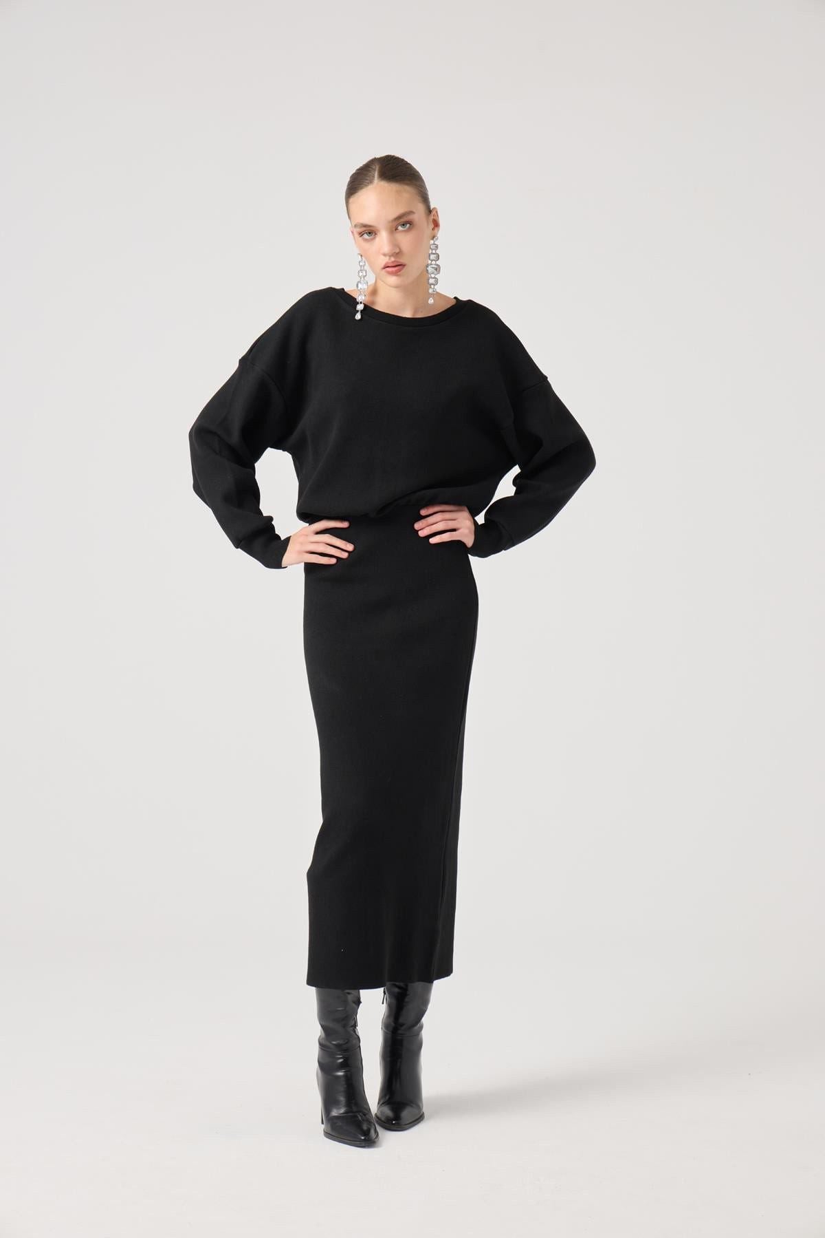 Weiches Jacey Strickkleid Lang