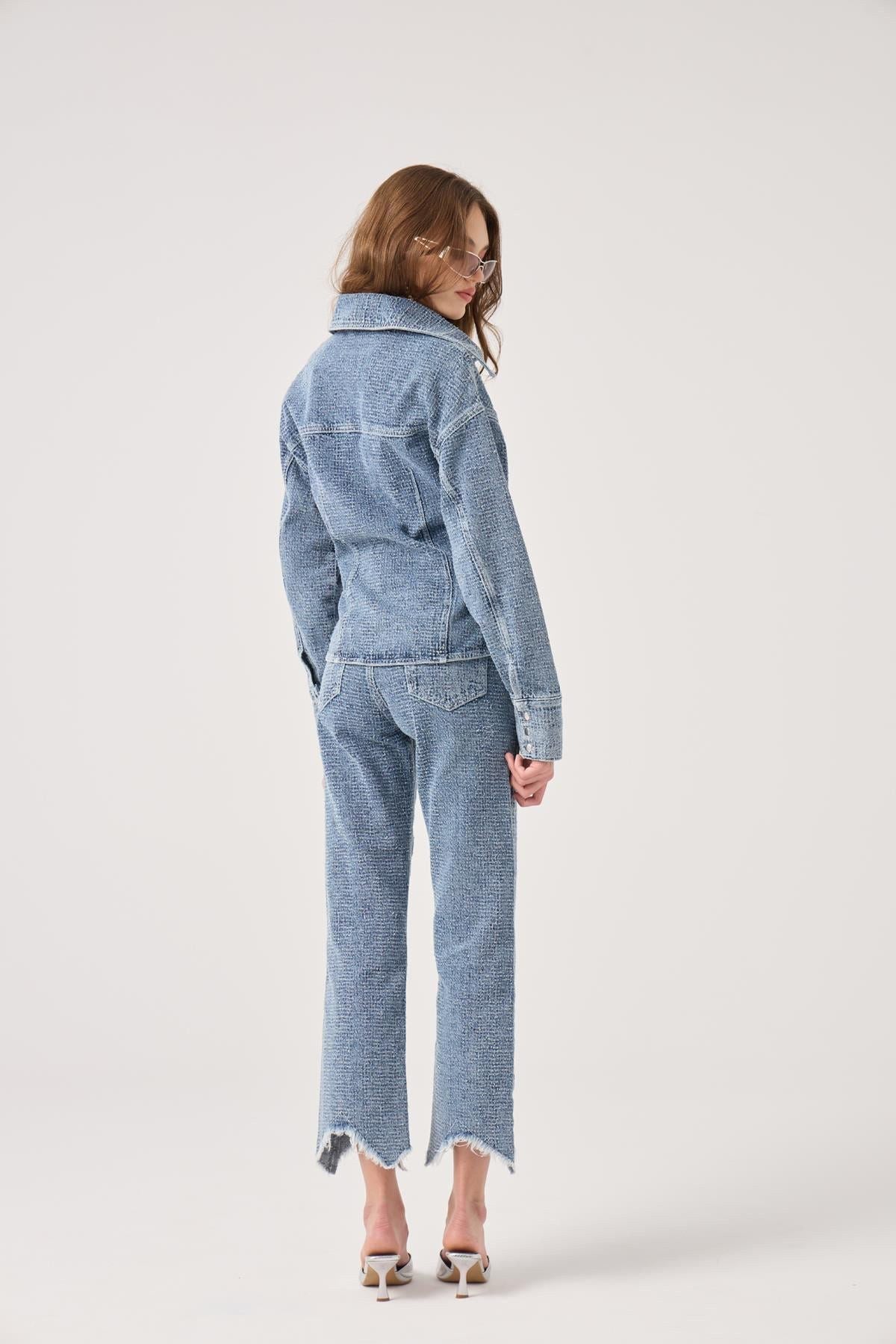 Laura Jeansjacke mit Effektstoff