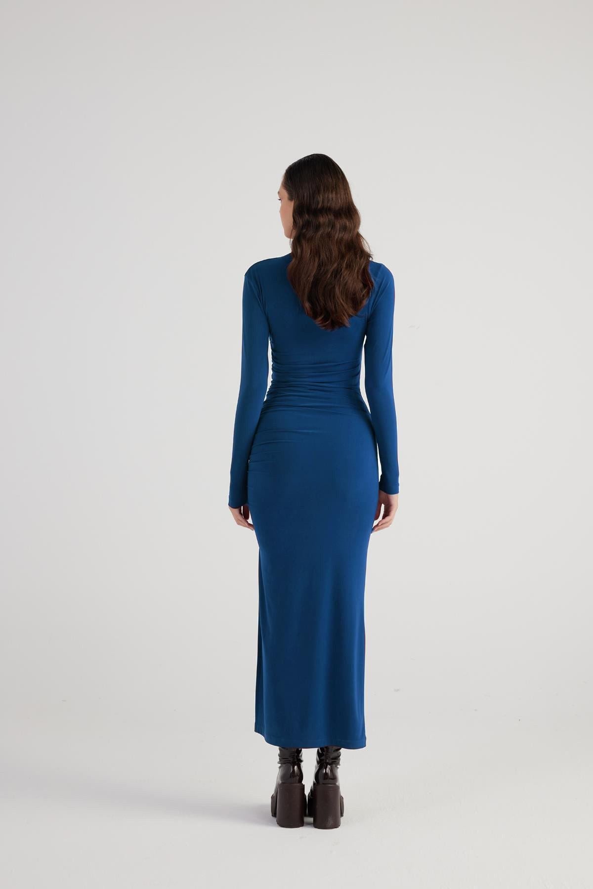 Langes Drapiertes Maxi-Kleid