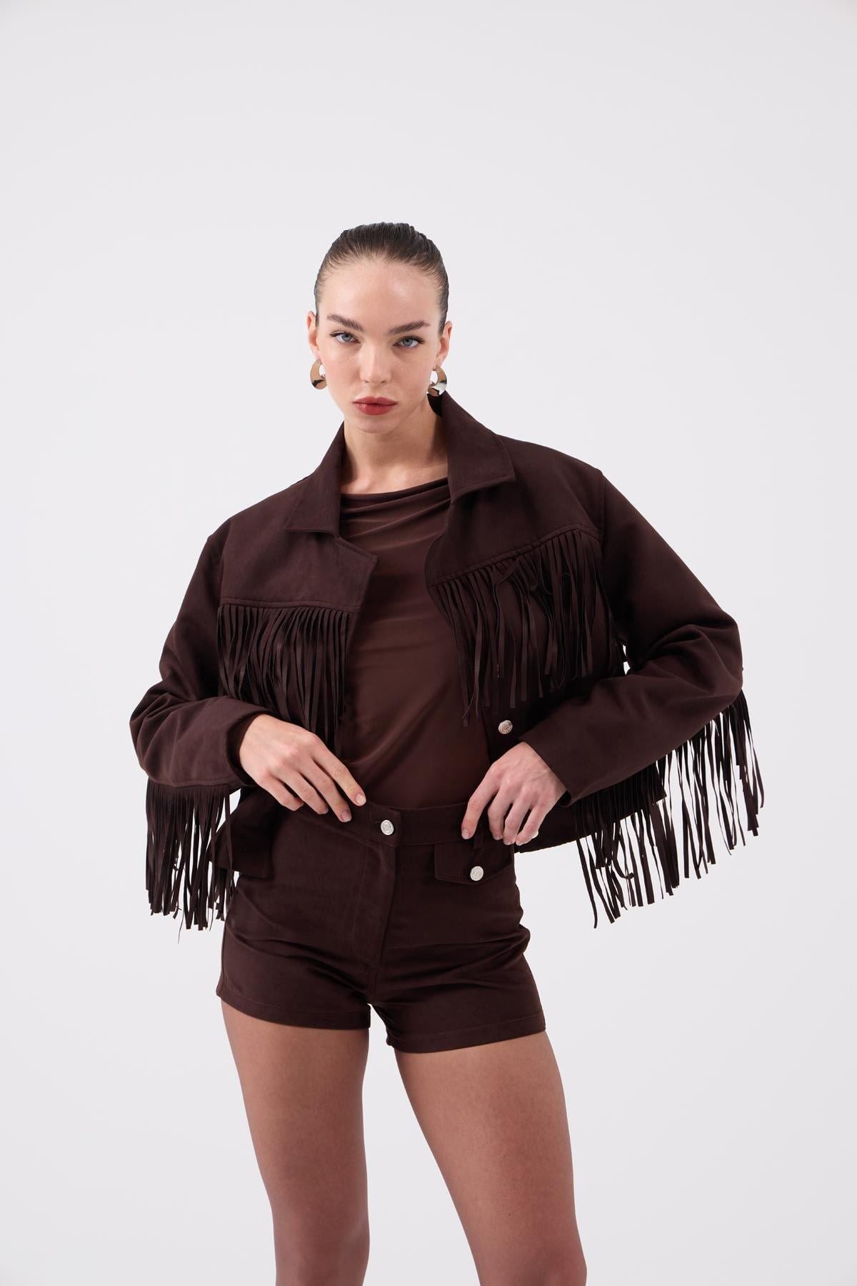 Fransige Veloursjacke Valeri