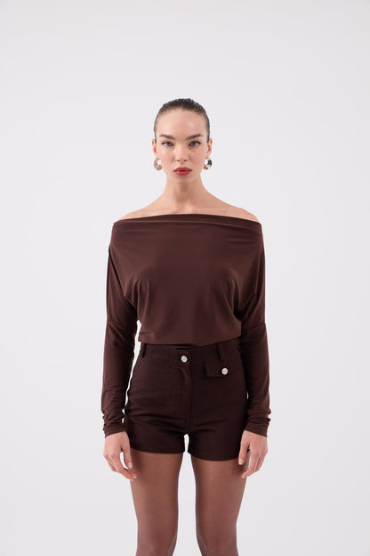 Hochtaillierte Velours Shorts