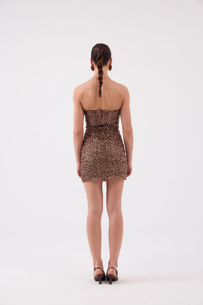Pailletten Trägerloses Minikleid