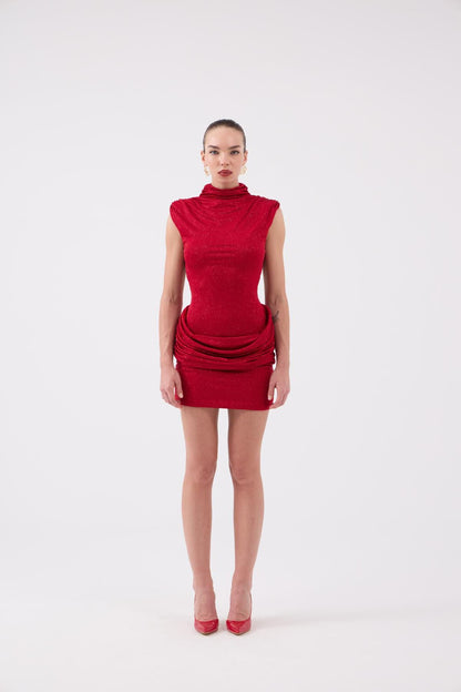 Glitzer Mini-Kleid mit Offenem Rücken