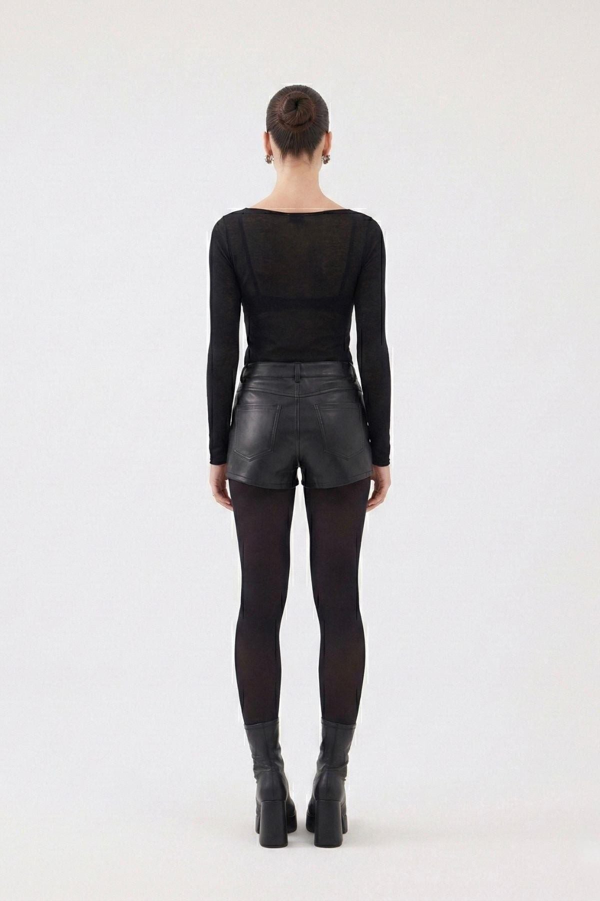 Hochtaillierte Mini Meghan Leder Shorts