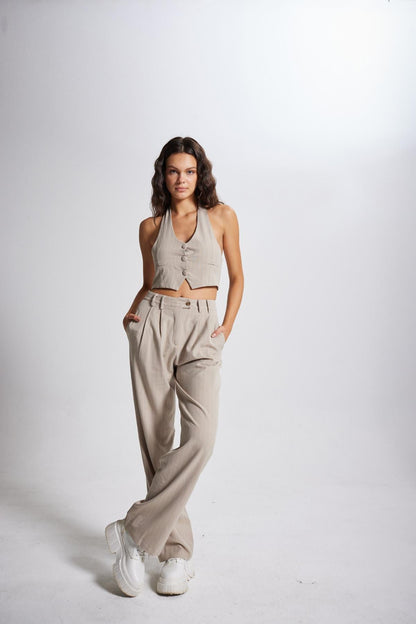 gestreifter Crop-Top mit Halstuch