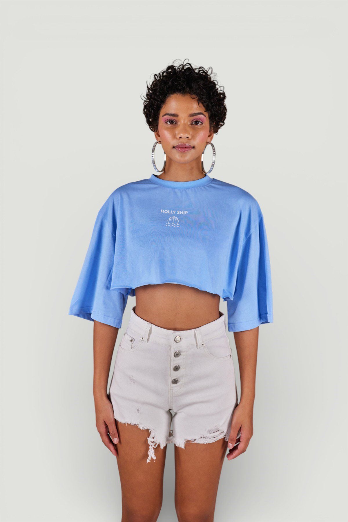 Holly Crop T-Shirt mit Rundhalsausschnitt