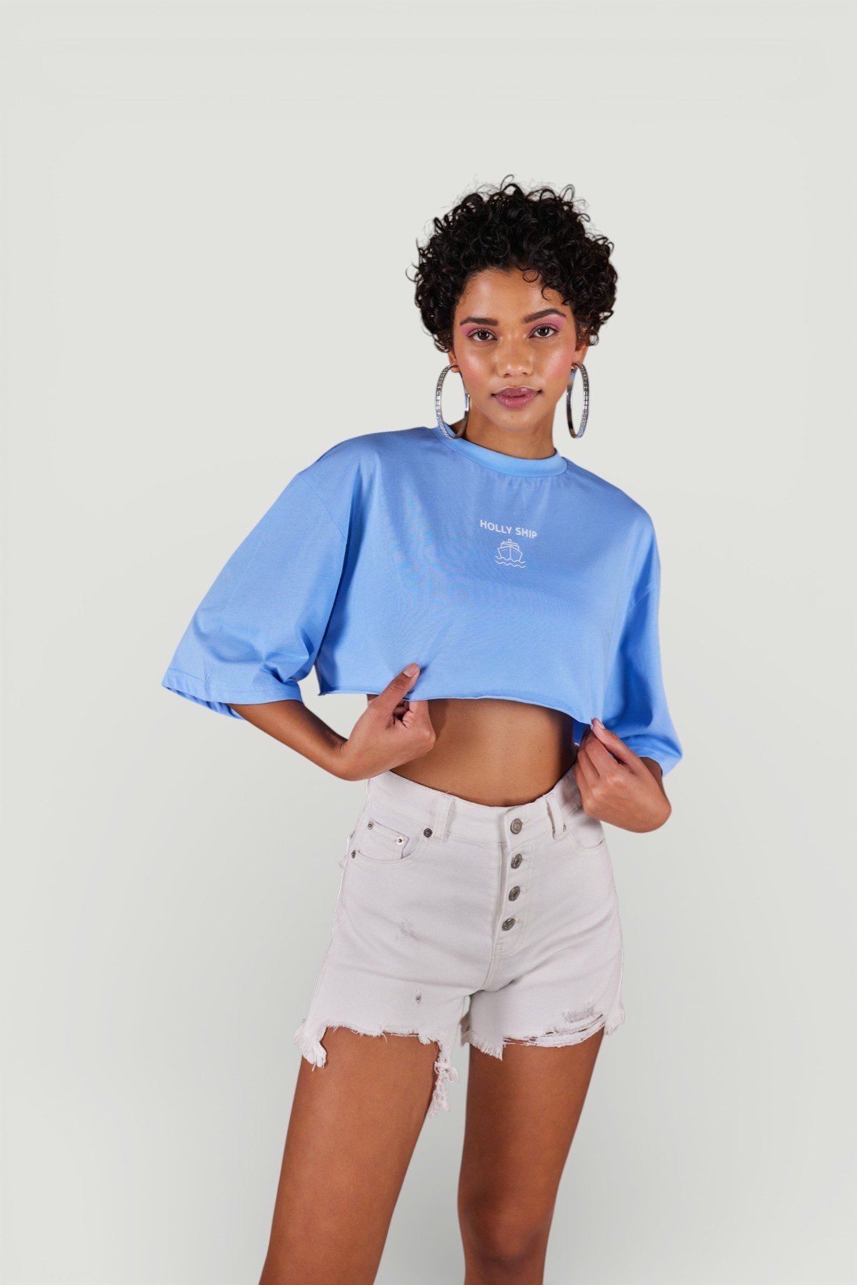 Holly Crop T-Shirt mit Rundhalsausschnitt