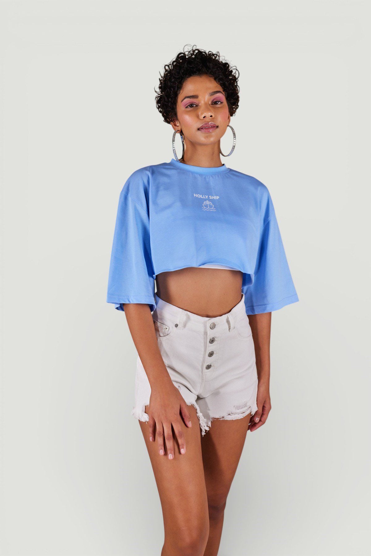 Holly Crop T-Shirt mit Rundhalsausschnitt
