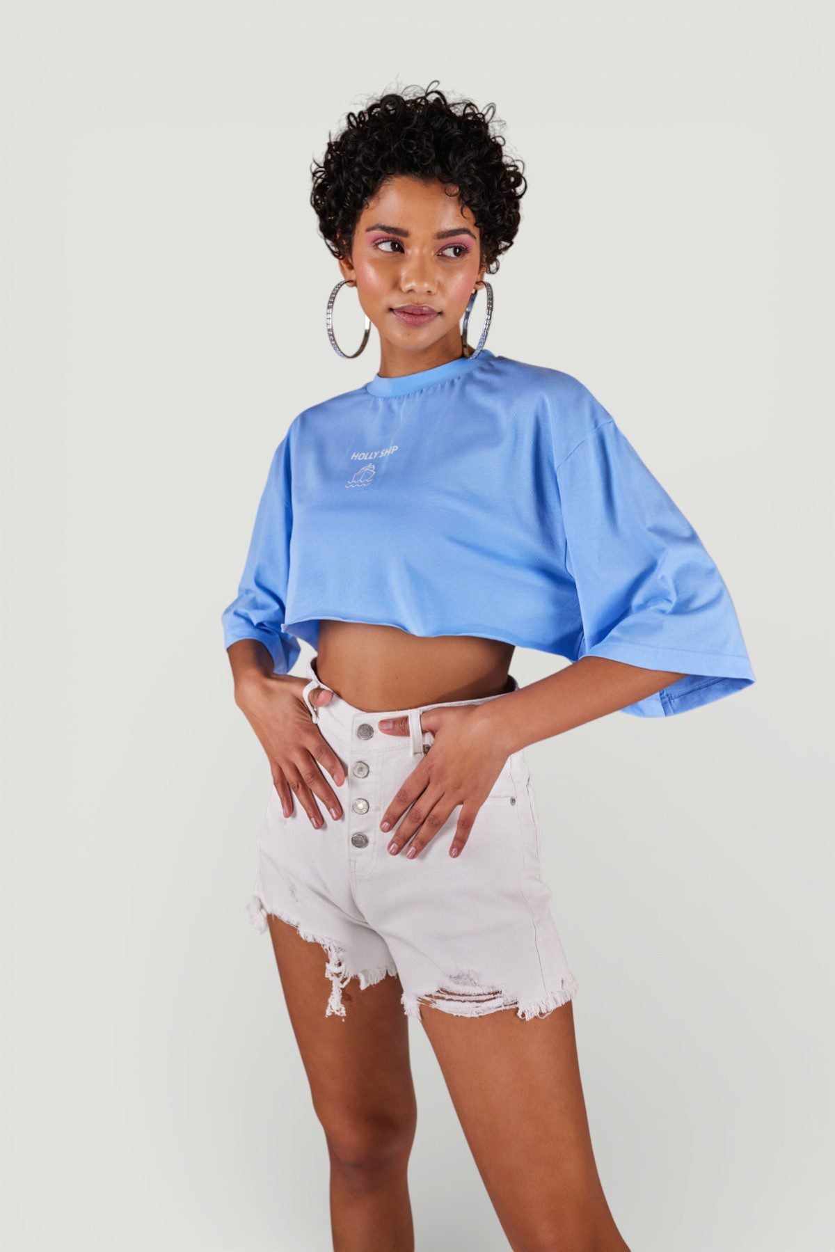 Holly Crop T-Shirt mit Rundhalsausschnitt