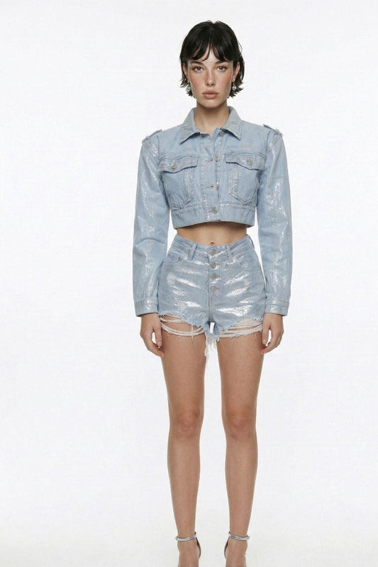 Individuelle glänzende Jeansshorts