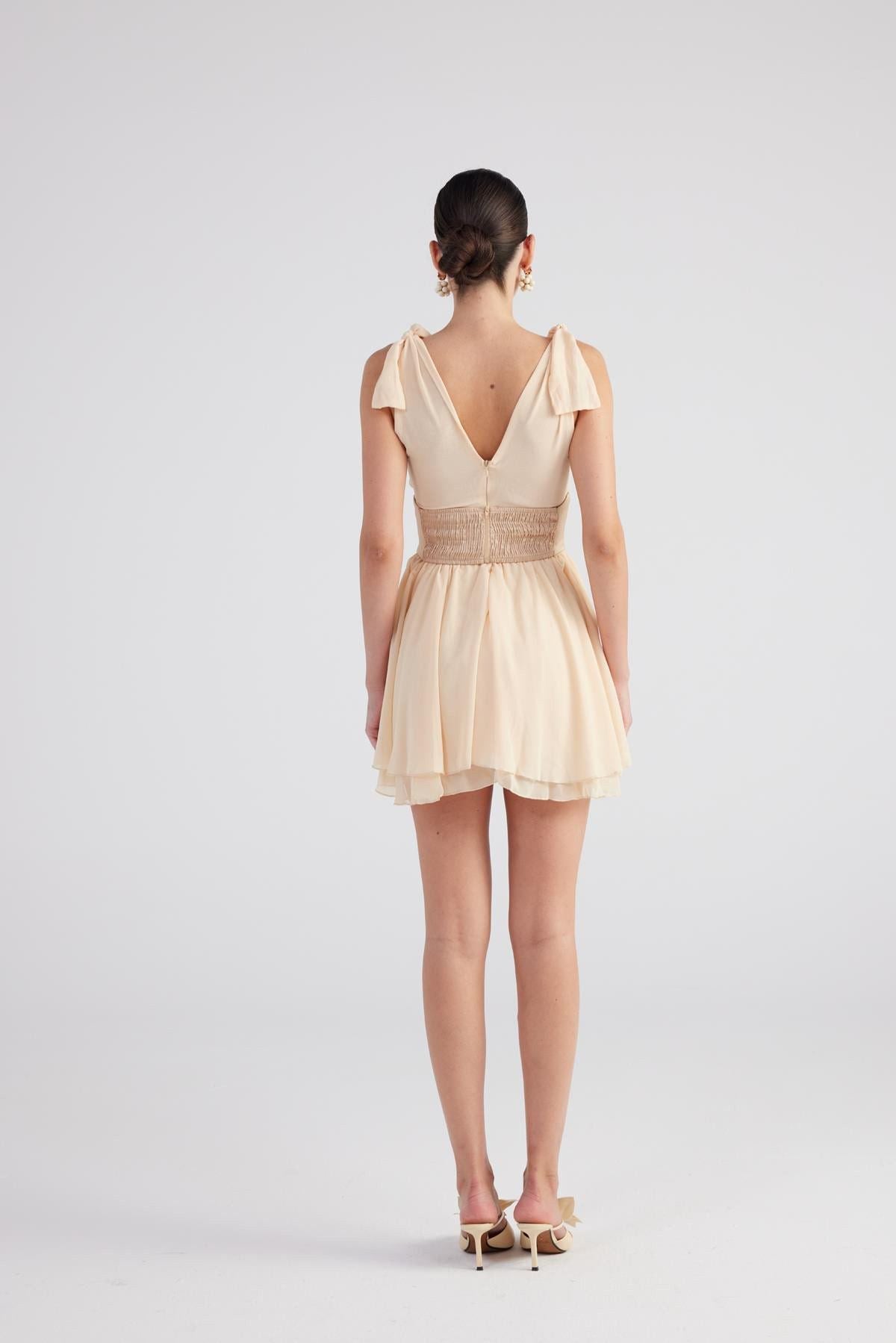 Abnehmbares Korsett Mini Chiffon Kleid