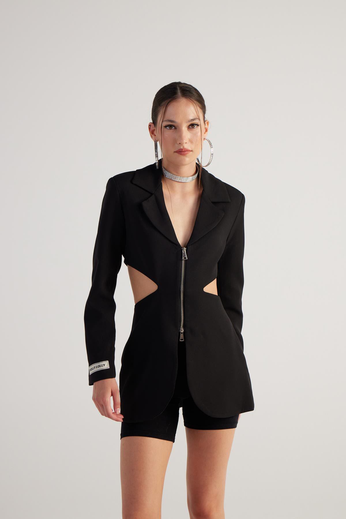 Voila Blazer mit Reißverschluss V-Ausschnitt