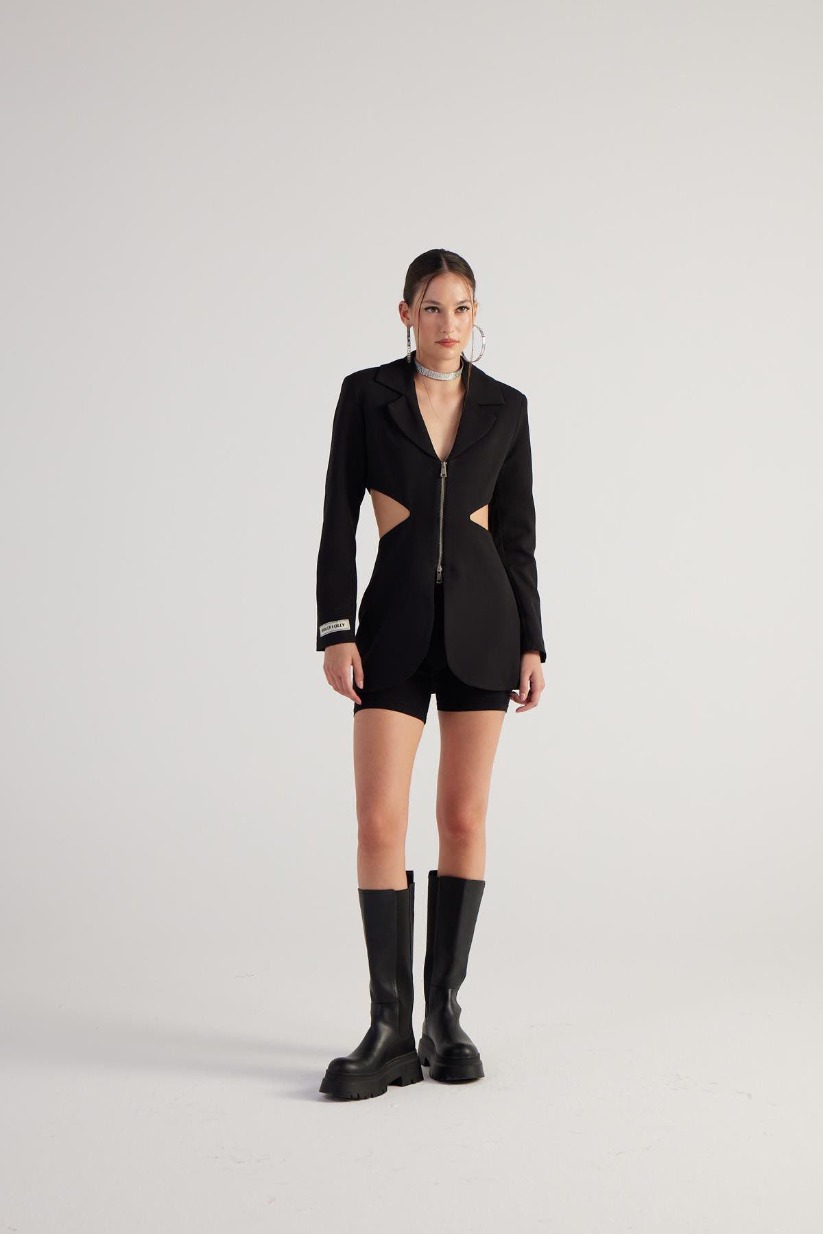 Voila Blazer mit Reißverschluss V-Ausschnitt