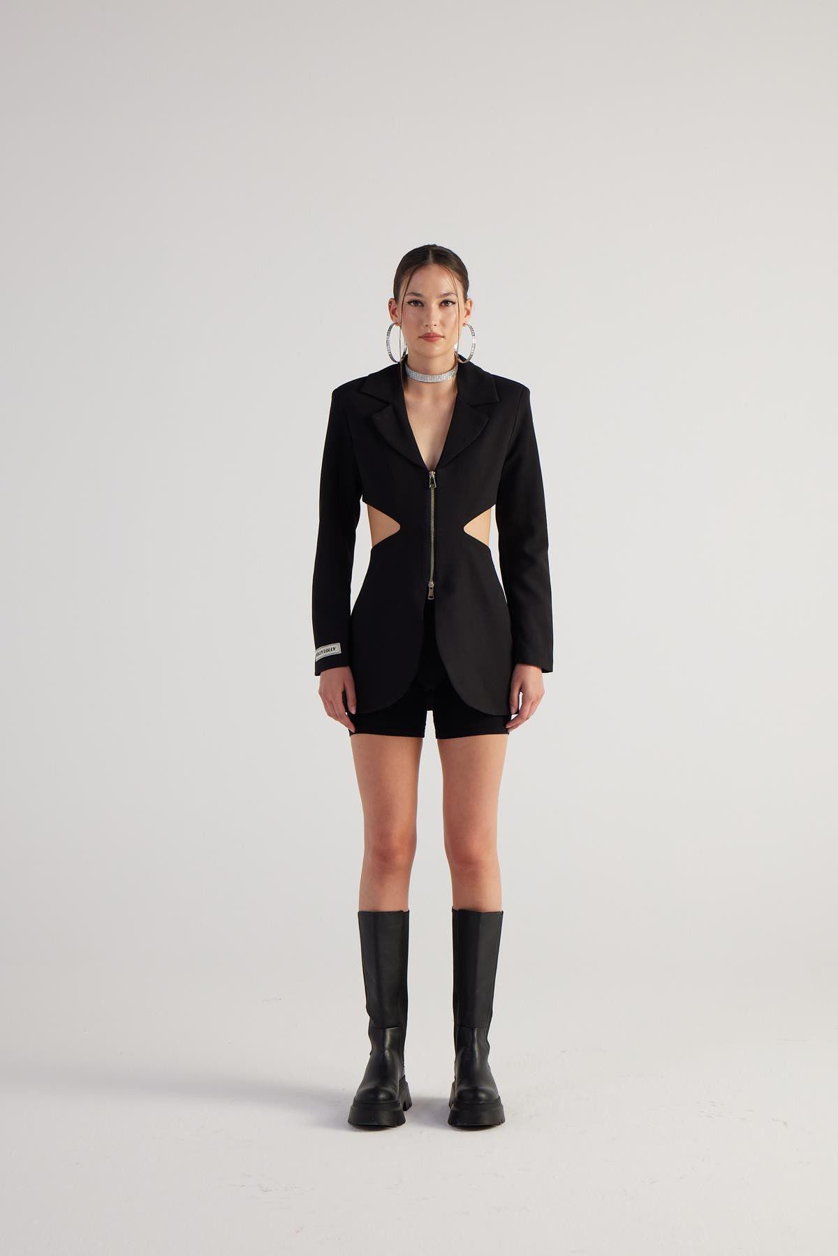 Voila Blazer mit Reißverschluss V-Ausschnitt