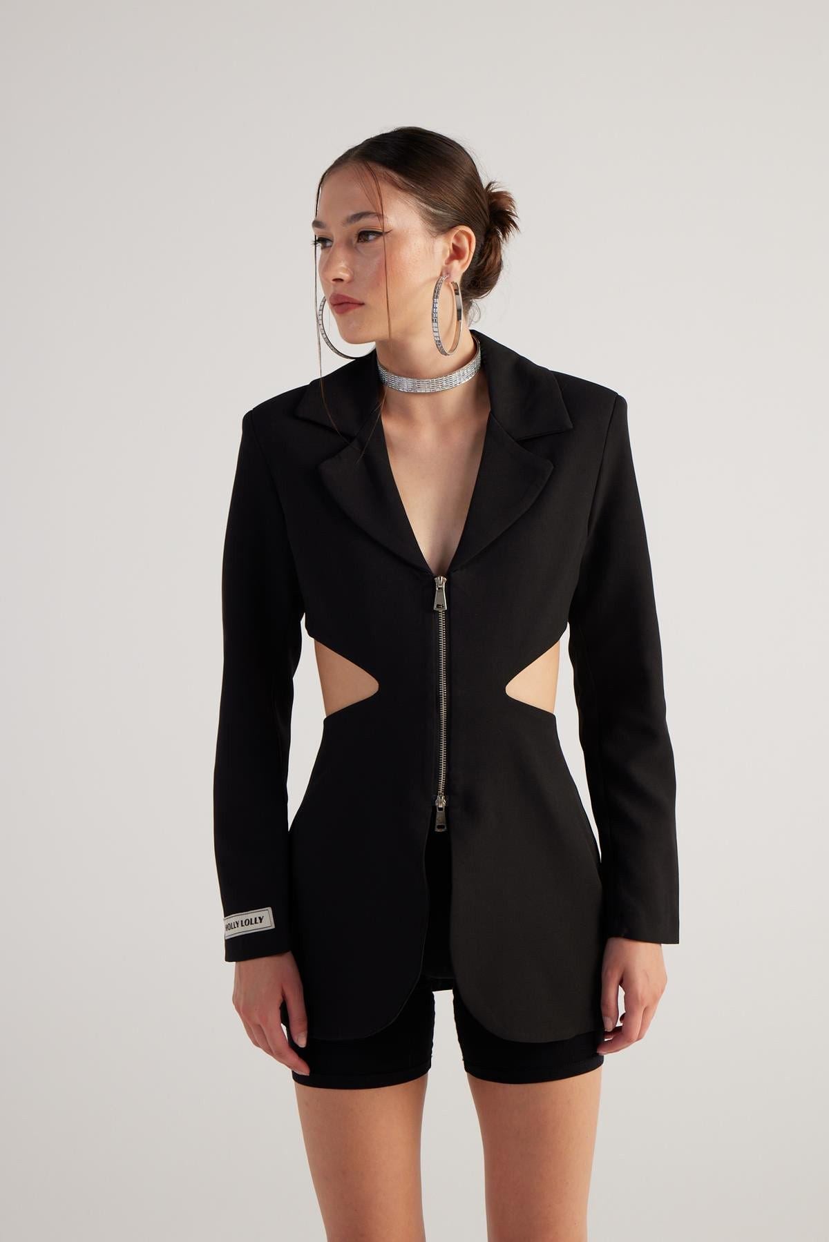 Voila Blazer mit Reißverschluss V-Ausschnitt