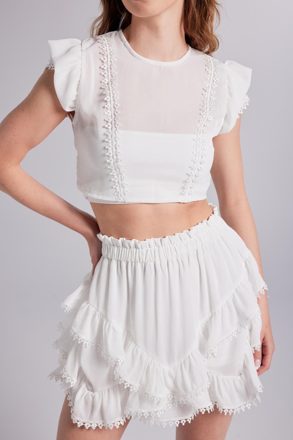 Bestickte Crop-Bluse