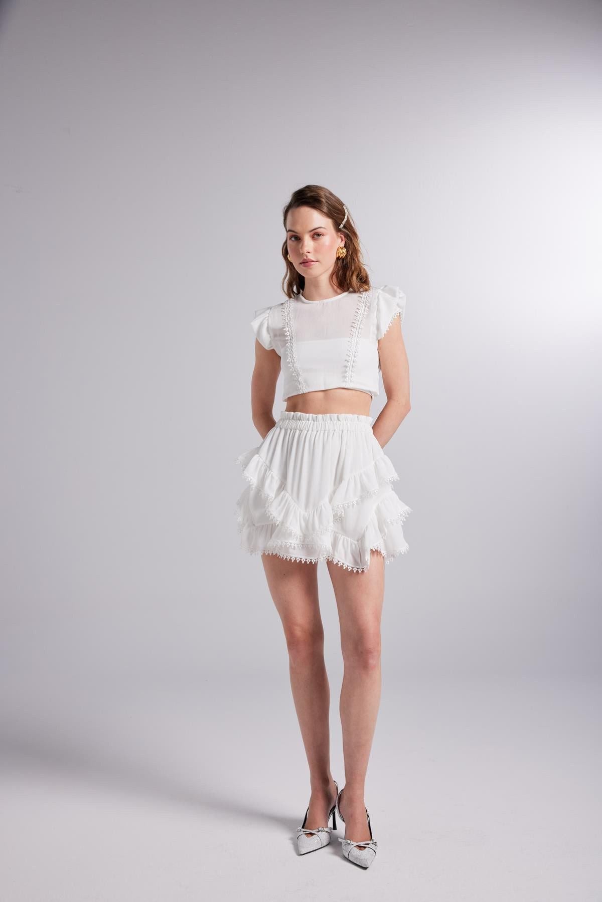 Bestickte Crop-Bluse