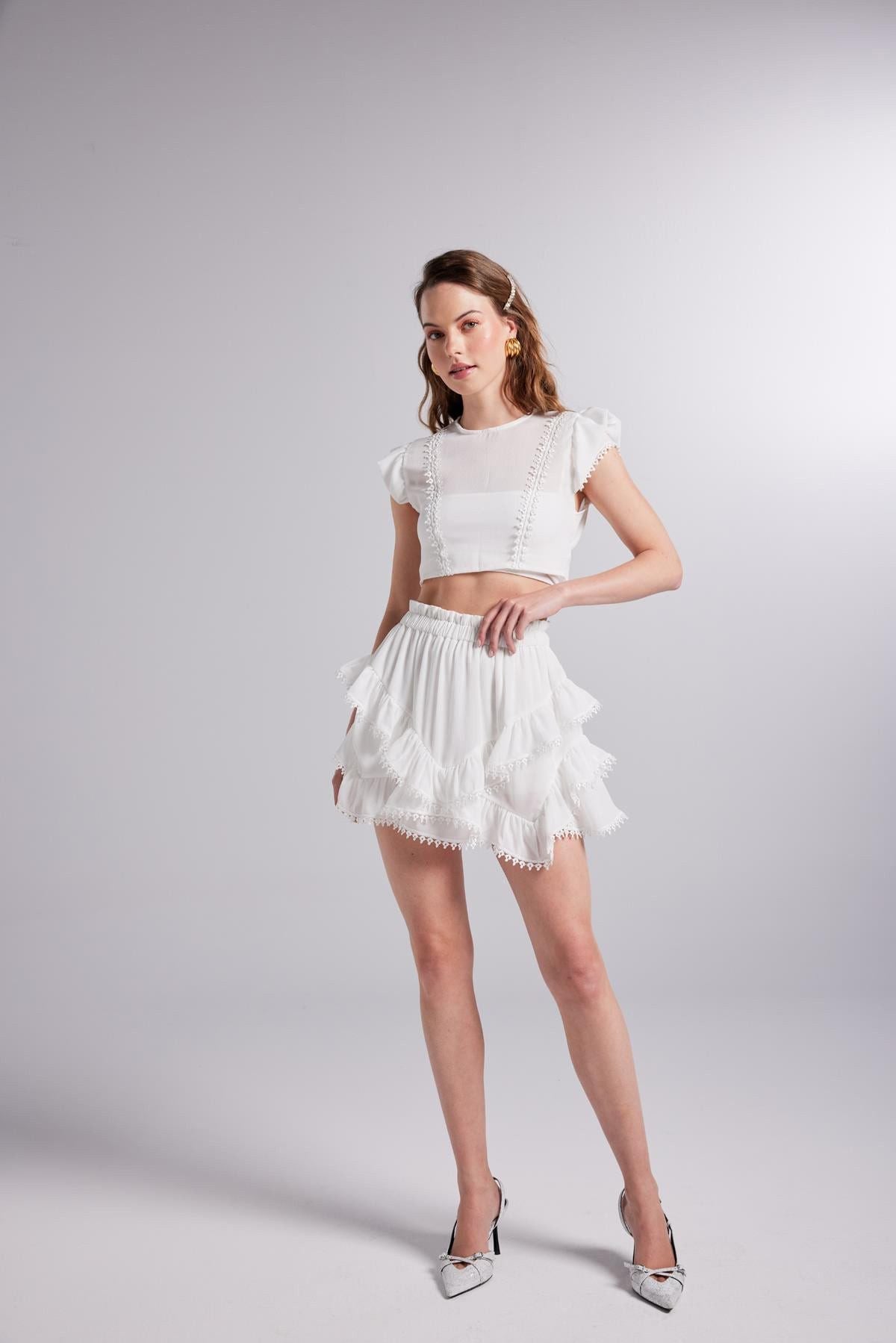 Bestickte Crop-Bluse