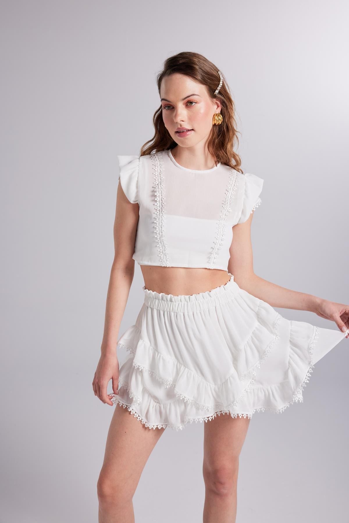 Bestickte Crop-Bluse