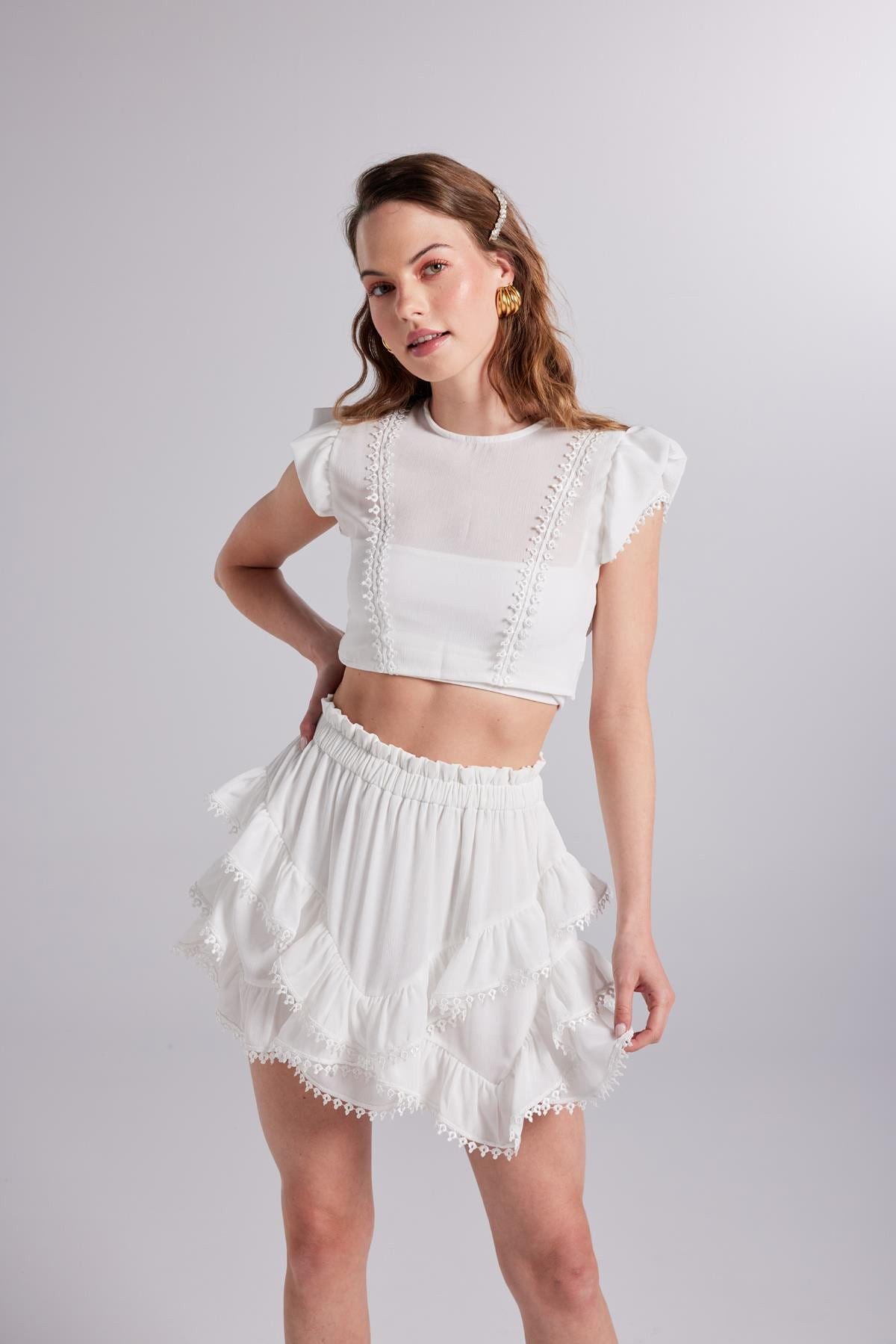 Bestickte Crop-Bluse