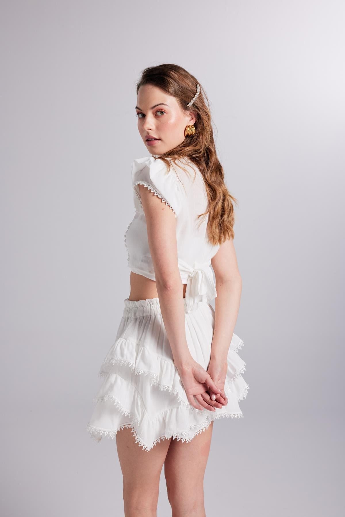 Bestickte Crop-Bluse