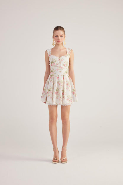 Blumen Mini-Kleid mit Stickerei