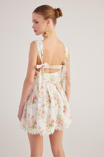 Blumen Mini-Kleid mit Stickerei