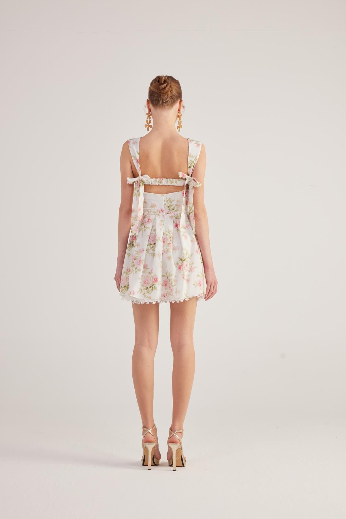 Blumen Mini-Kleid mit Stickerei