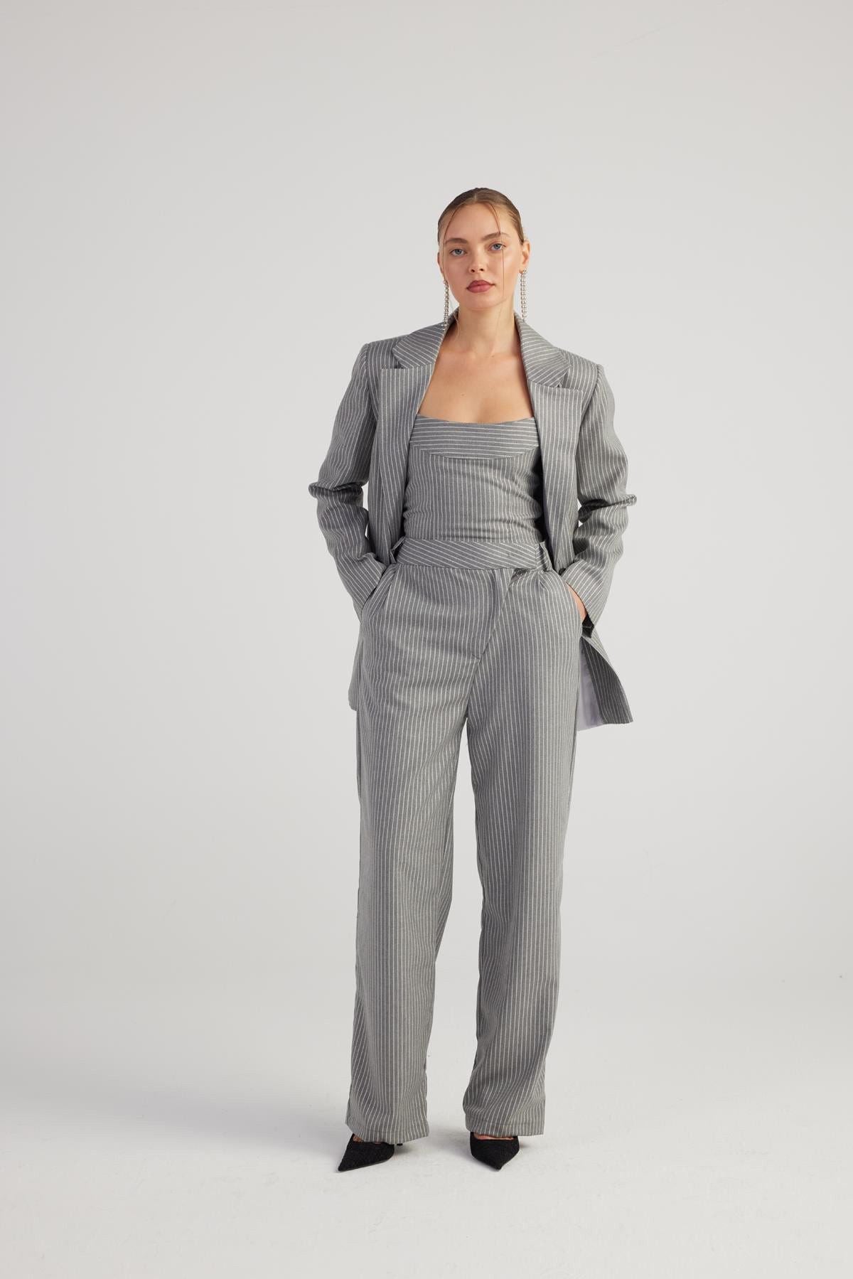 Glitzer Palazzo-Hose mit Streifen