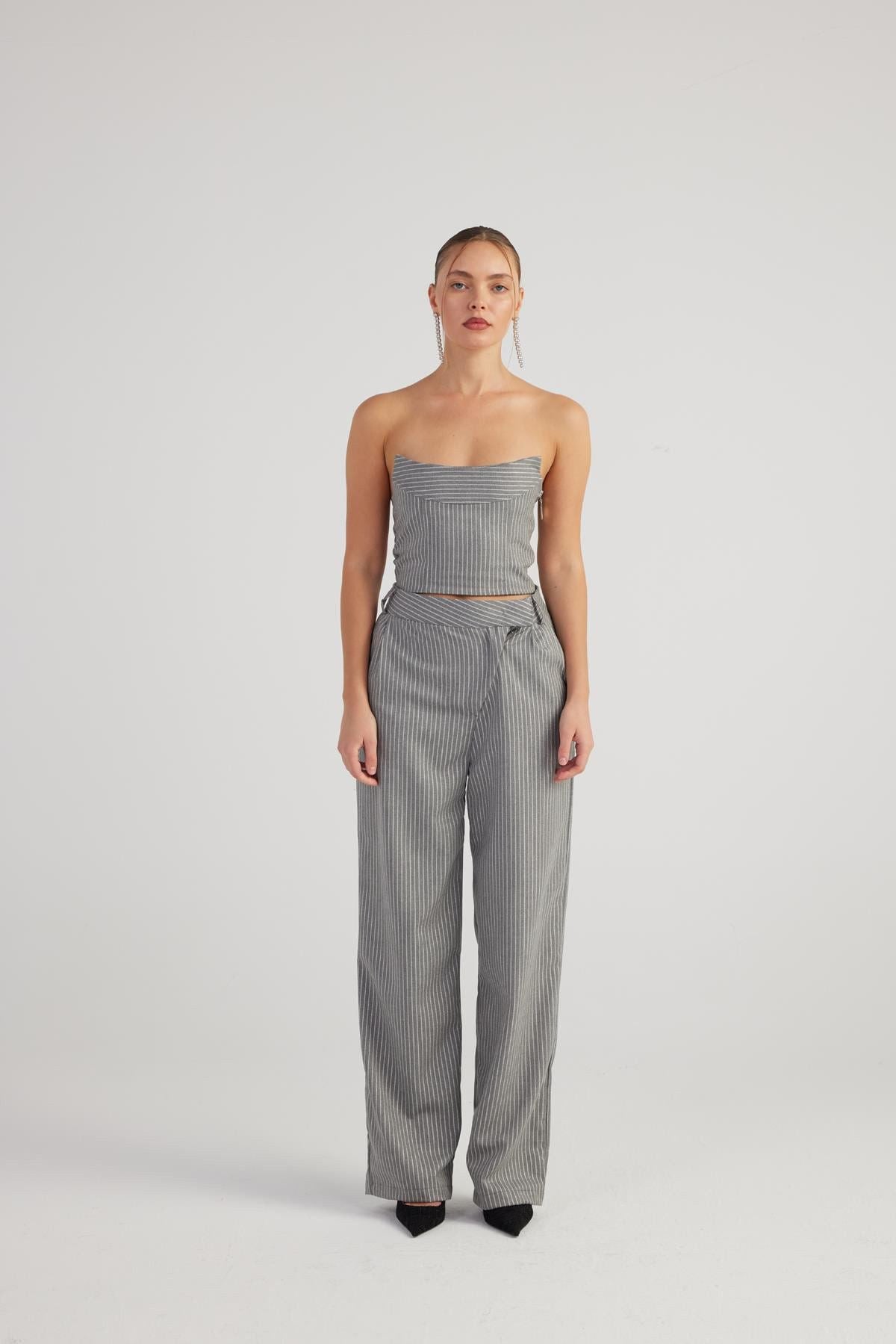 Glitzer Palazzo-Hose mit Streifen