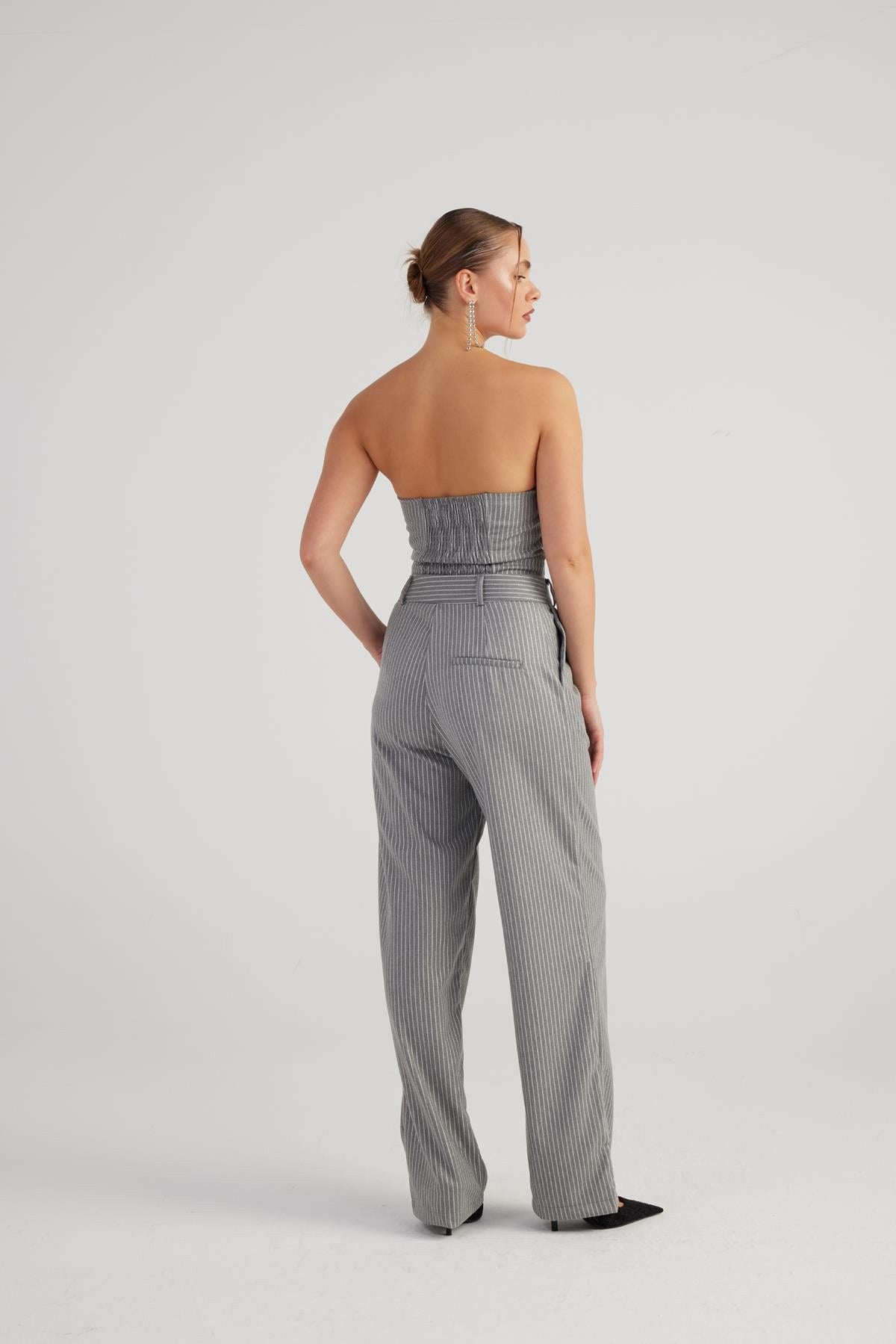 Glitzer Palazzo-Hose mit Streifen