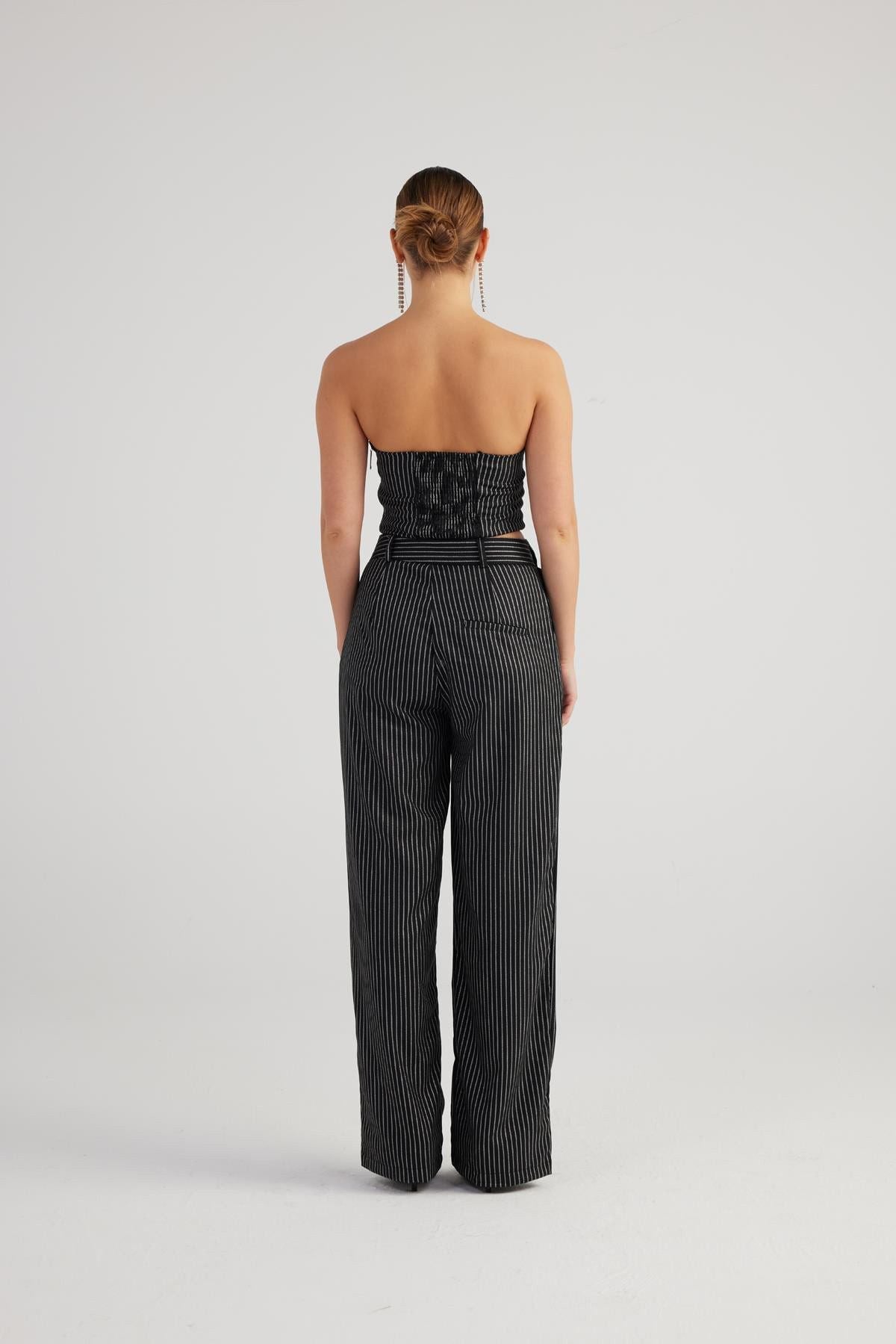 Glitzer Palazzo-Hose mit Streifen