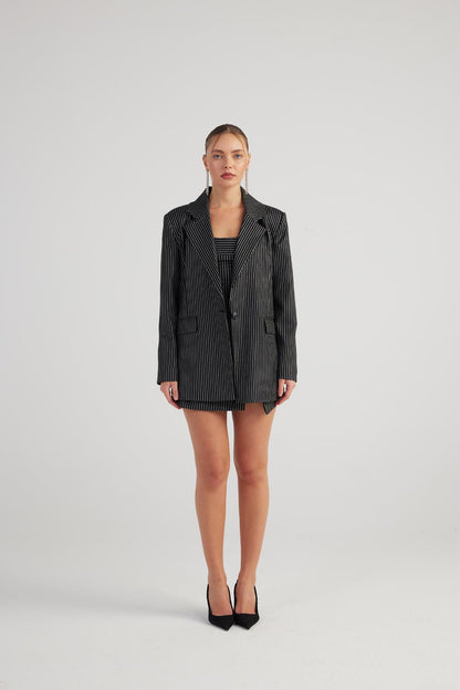 Oversized Glitzer Streifen Blazer
