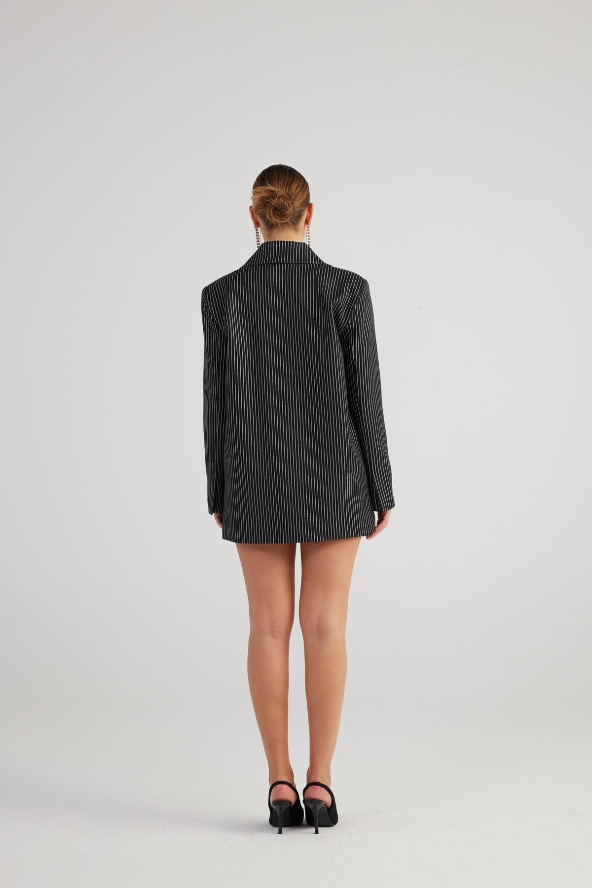 Oversized Glitzer Streifen Blazer