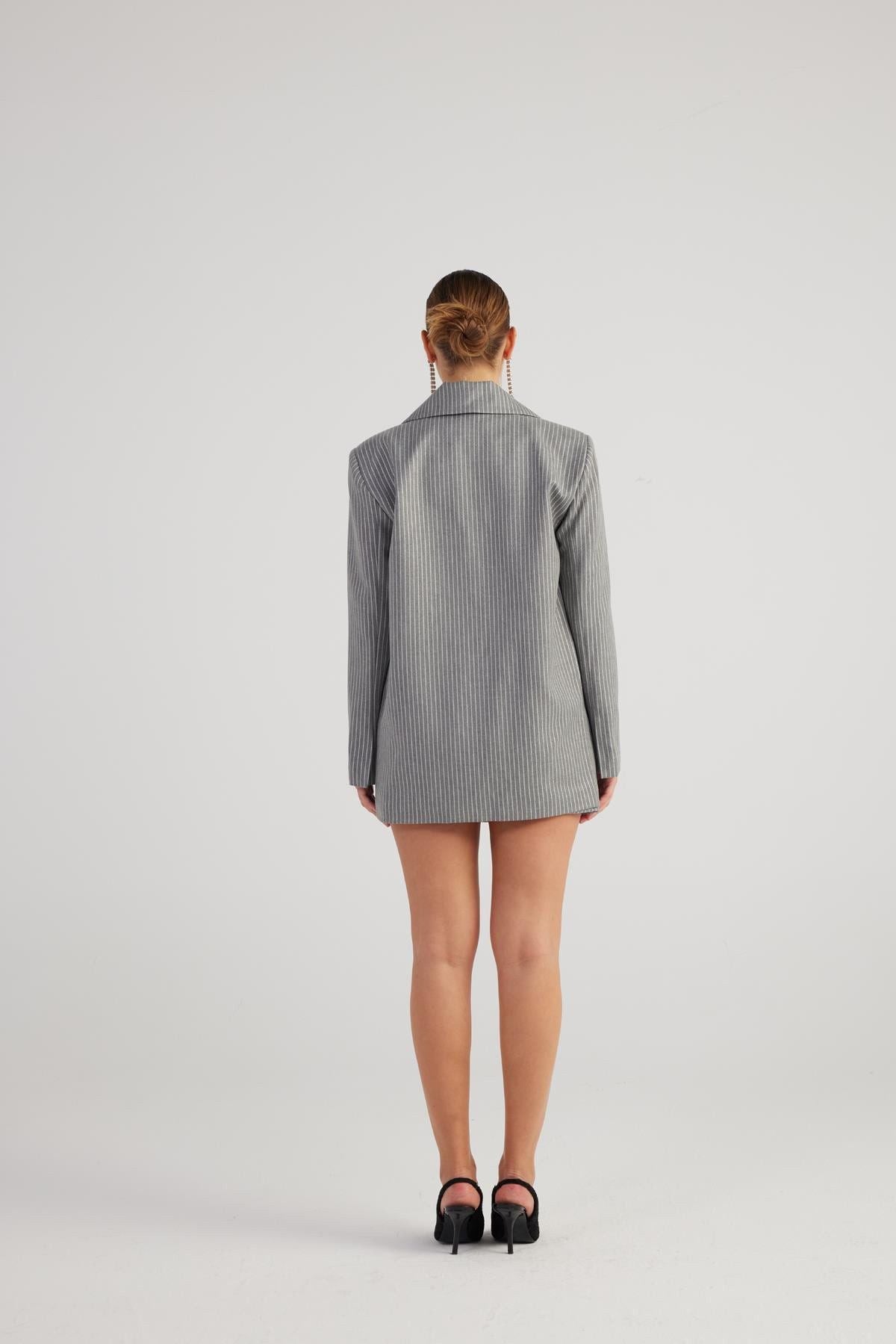 Oversized Glitzer Streifen Blazer