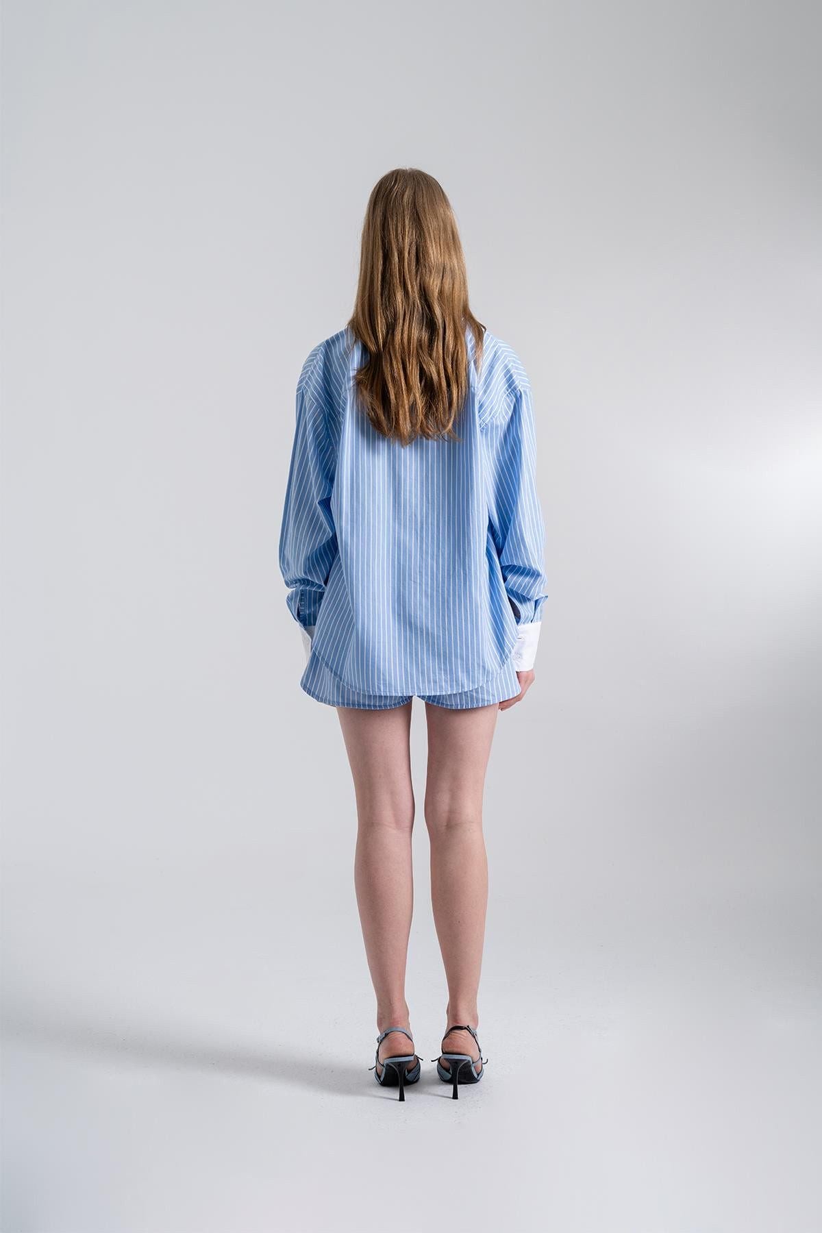Oversized Gestreiftes Poplin Hemd