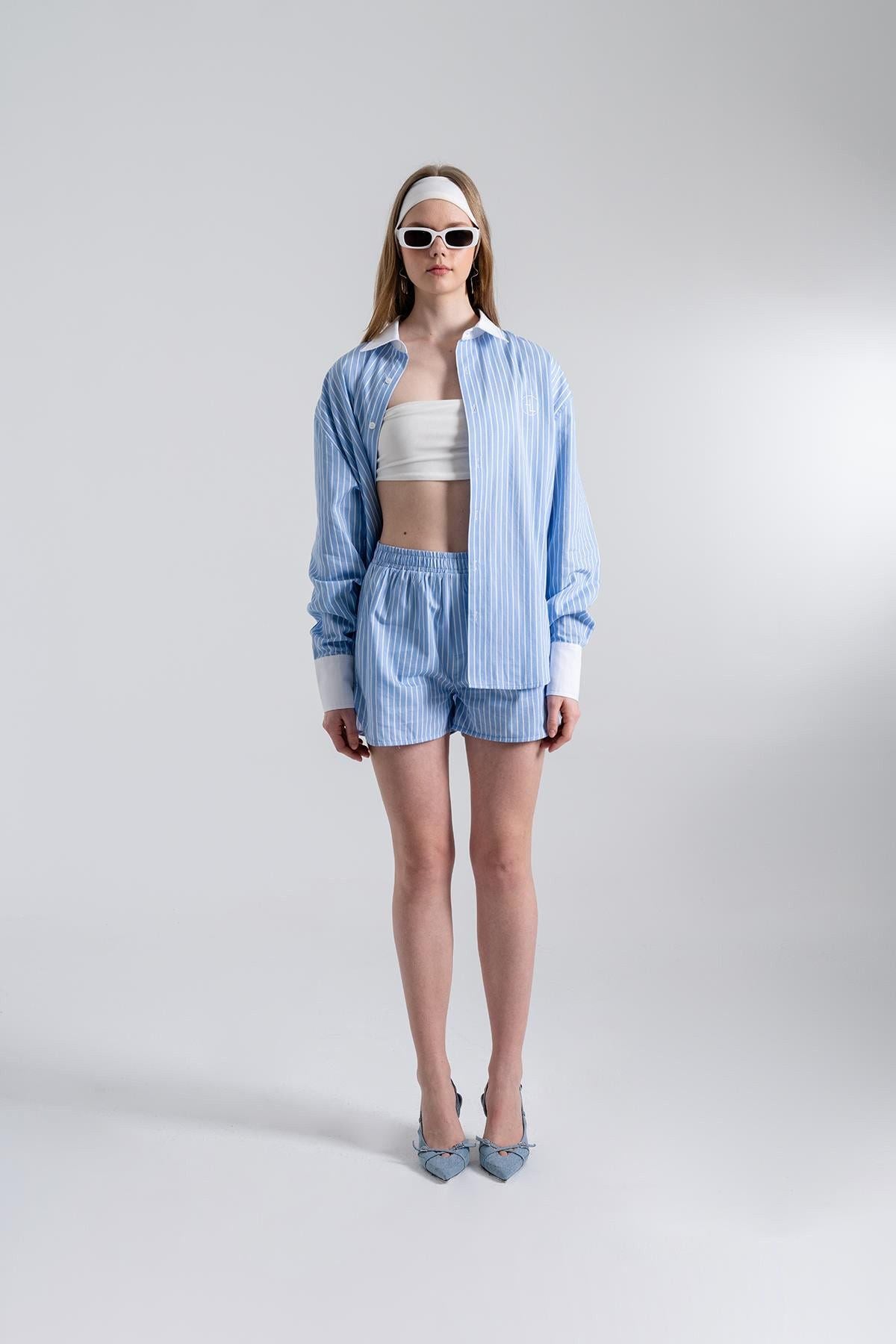 Oversized Gestreiftes Poplin Hemd