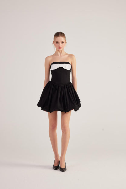 Minikleid mit Ballonrock und Schleife