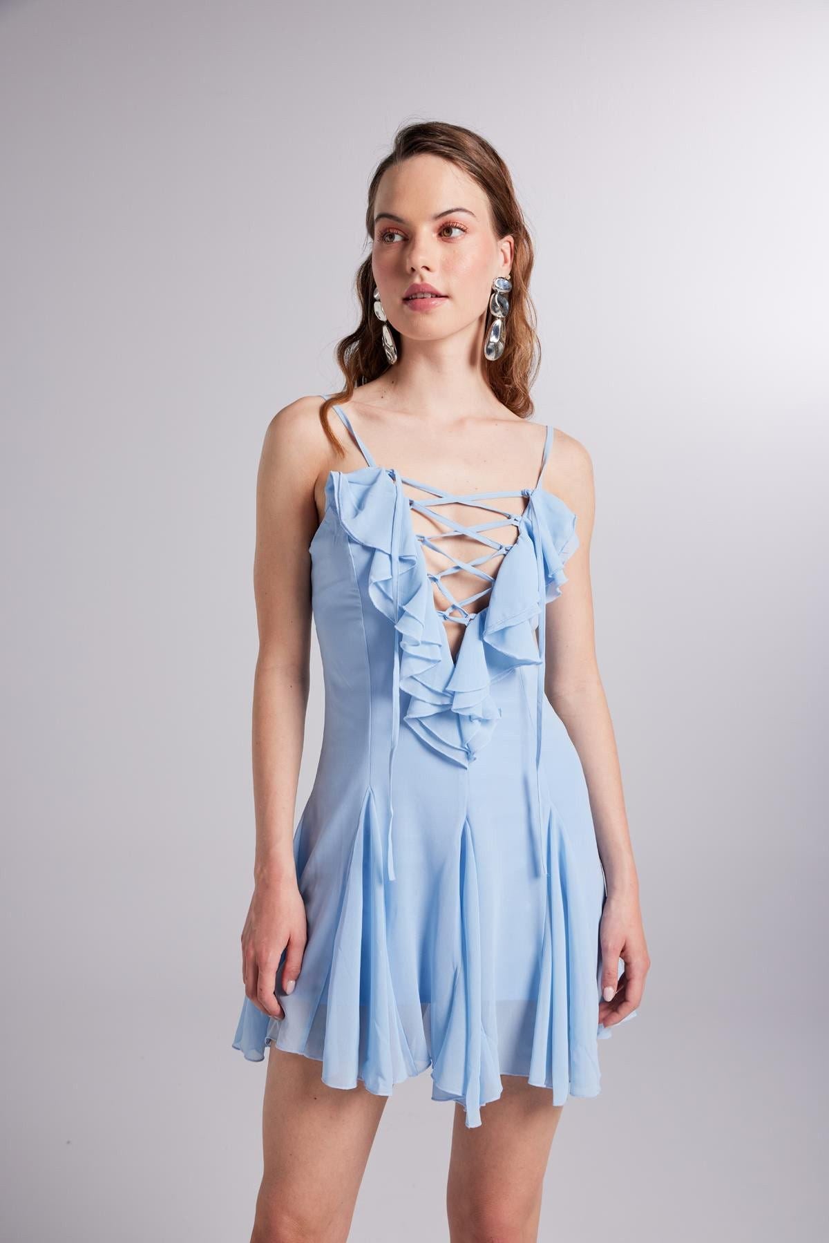 Rüschenshiffon Mini Sorento Kleid