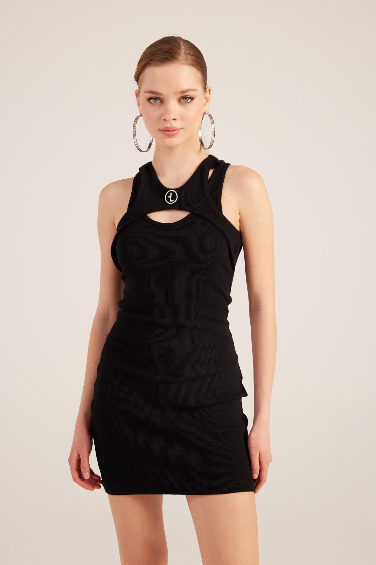 Halter-Minikleid mit Rippstruktur