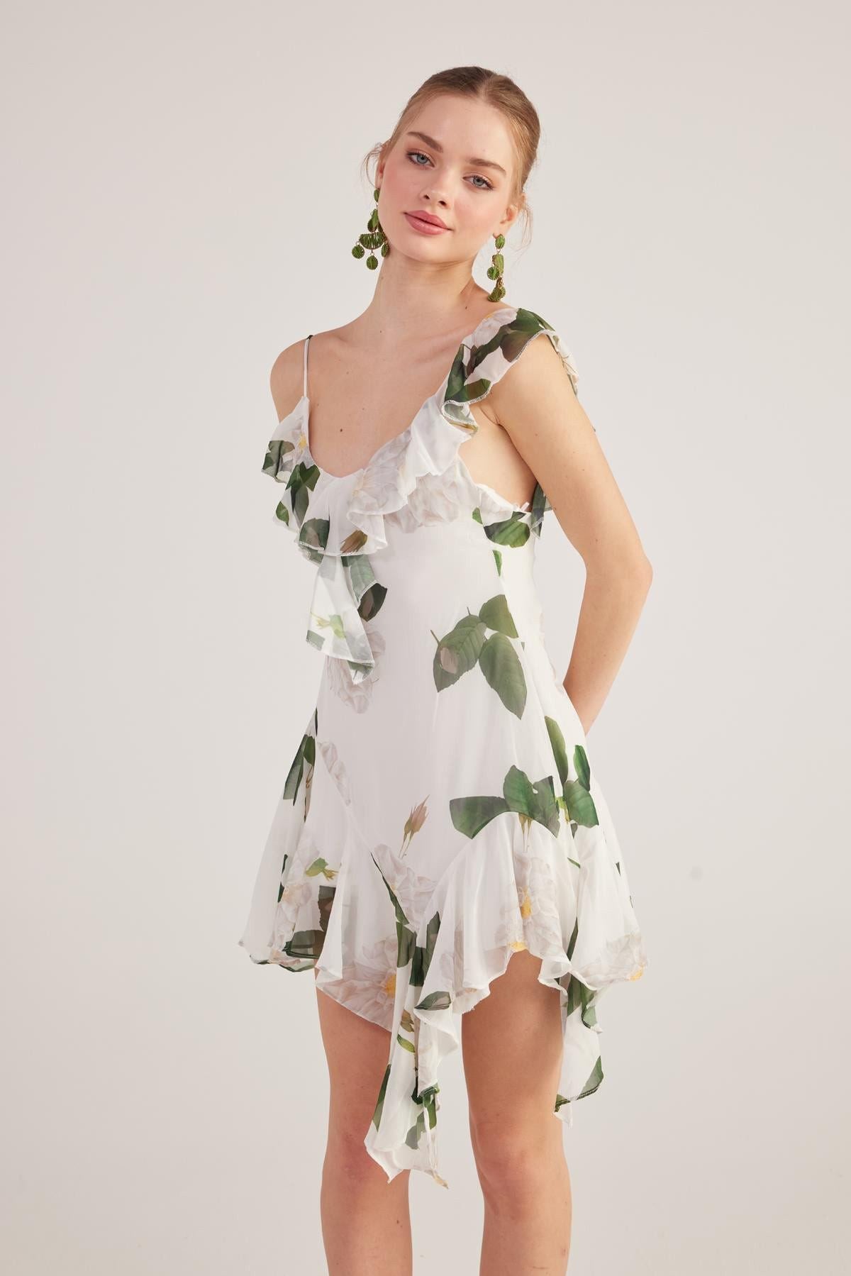 Asymmetrisches Blumenkleid Gigi