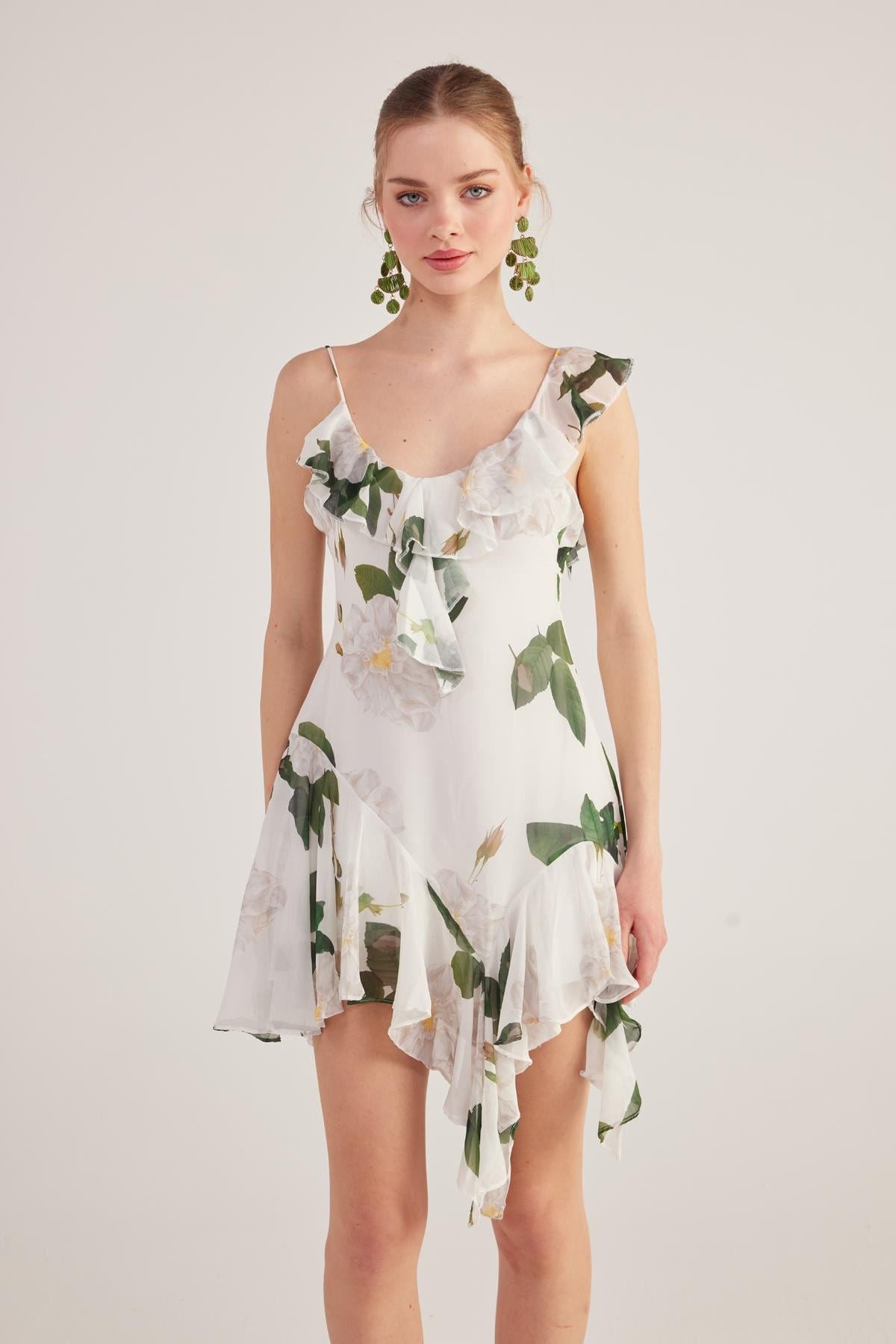 Asymmetrisches Blumenkleid Gigi