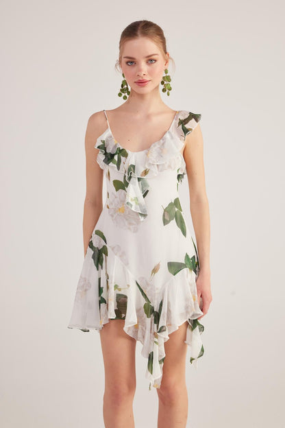 Asymmetrisches Blumenkleid Gigi