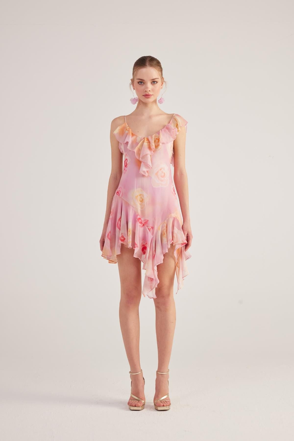 Asymmetrisches Blumenkleid Gigi