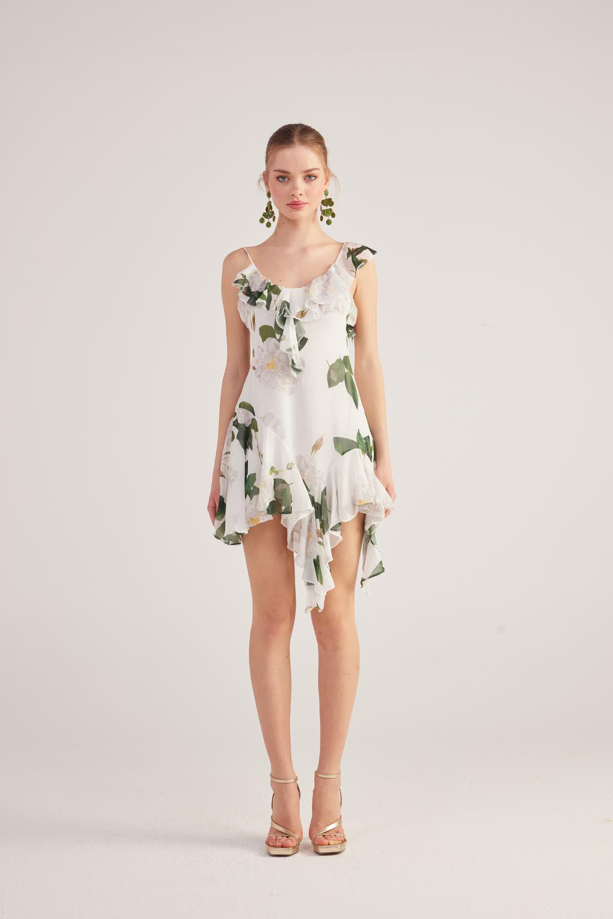 Asymmetrisches Blumenkleid Gigi